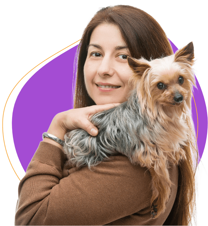 Girl holding her dog image