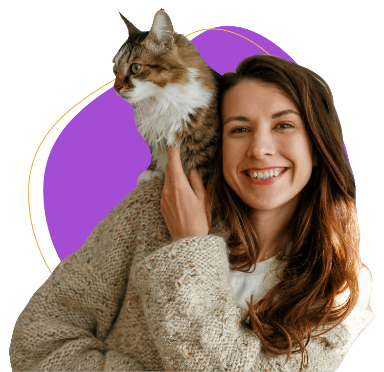Girl playing with her cat image